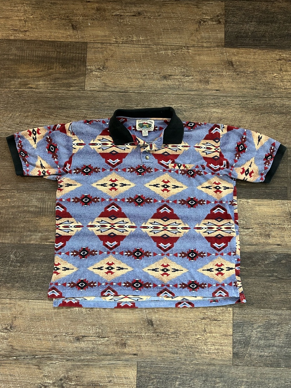 Vintage Aztec Southwest Cumberland Outfitters Polo Shirt Mens Sz M